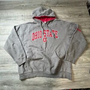 Ohio State Buckeyes Hoodie Mens XL Gray Red NCAA Pullover Sweatshirt OSU L4